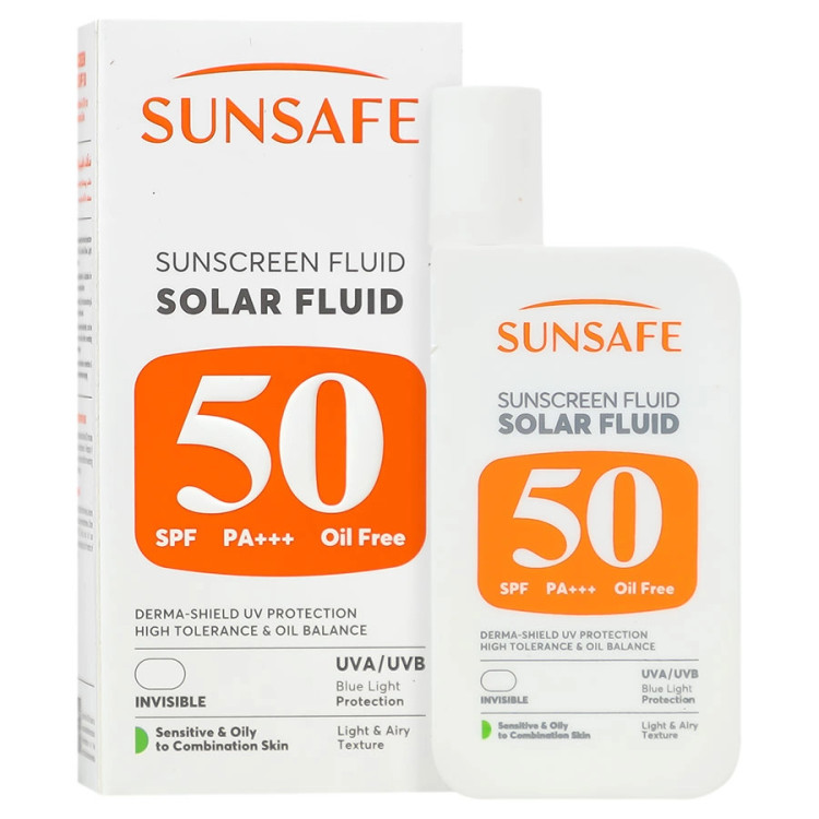 فلوئید ضد آفتاب پوست چرب و حساس SPF50 سان سیف