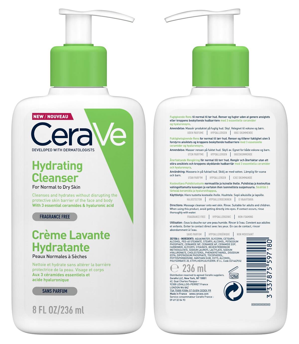 شوینده صورت سراوی مدل Hydrating مناسب پوست نرمال تا خشک